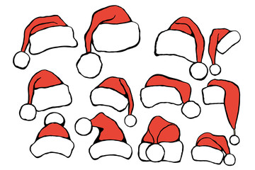 Set doodle Christmas hats