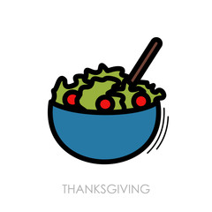 Salad bowl icon. Harvest. Thanksgiving vector