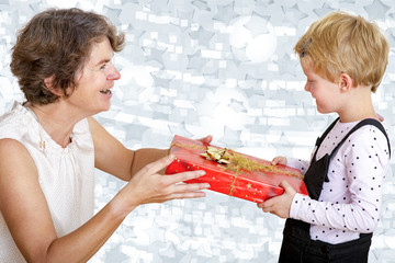 Child and woman with gift