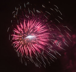 Brightly colorful fireworks and salute of various colors in the