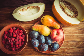 Fresh fruits on the table.