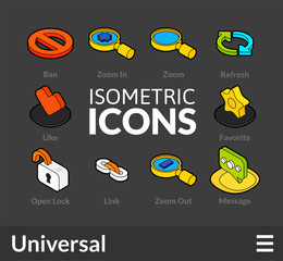 Isometric outline icons set 2