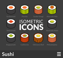 Isometric outline icons set 25
