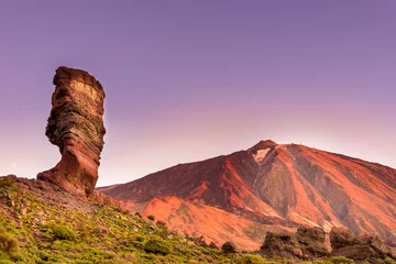 Foto op Canvas Roques de Garcia stone and Teide mountain volcano at the sunny morning in the Teide National Park, Tenerife, Canary Islands, Spain. © Serenity-H