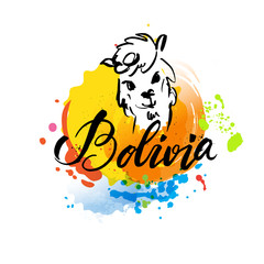 Welcome to Bolivia. Vector welcome card with national flag of Bolivia