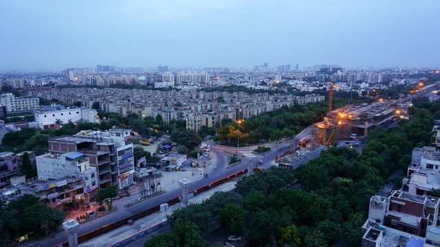Timelapse of pre dawn to morning from a highrise in Delhi