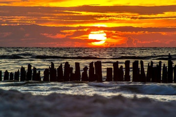 Fototapeta na wymiar Sea sunset in Poland