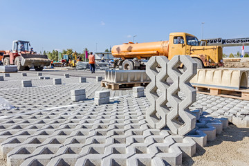 New concrete prefabricated drainage parts for parking lot at bui