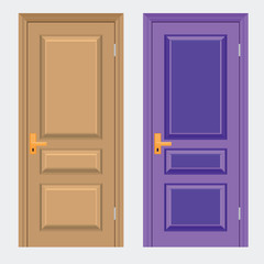 Vector colorful Closed Door with Frame Isolated on Background