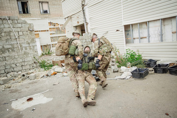 special forces soldiers with weapons during the rescue operation