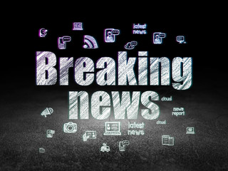 News concept: Breaking News in grunge dark room