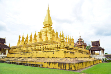 Fototapeta na wymiar Wat Phra That Luang, One of the Most Sacred Temples in Vientiane, Laos