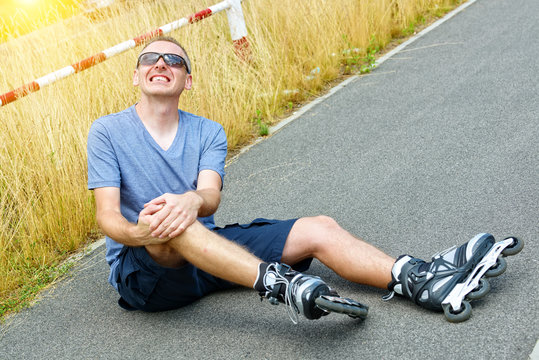 Injured skater with painful leg