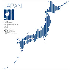 日本地図 #Japan Map_Stripe Pattern_Vector Graphic