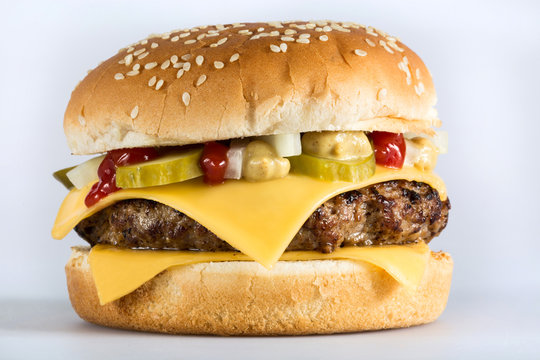 hamburger close up on the bright background