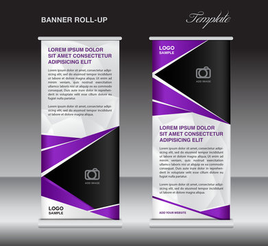 Purple roll up banner stand template, stand design,banner design