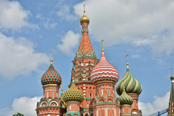 Fototapeta na wymiar Domes of St. Basil's Cathedral on red square in Moscow.