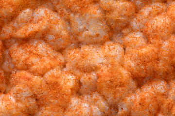 Rice cake with pepper closeup background