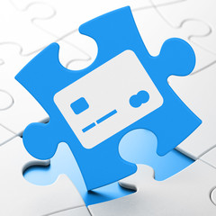 Currency concept: Credit Card on puzzle background