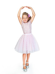 Naklejka premium little dancer in a beautiful pink dress