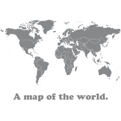 Векторная карта мира. Черная иллюстрация на белом фоне.
