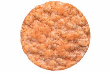 Puffed rice cake with pepper closeup isolated on white background