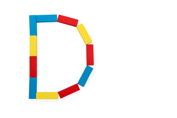Letter D is folded of wooden blocks