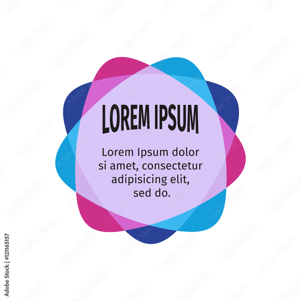 Aufkleber Bright design elements for the abstract colorful background. Color triangular stickers with the text. Web templates. Graphic contemporary design element.Bright children substrate under the text.