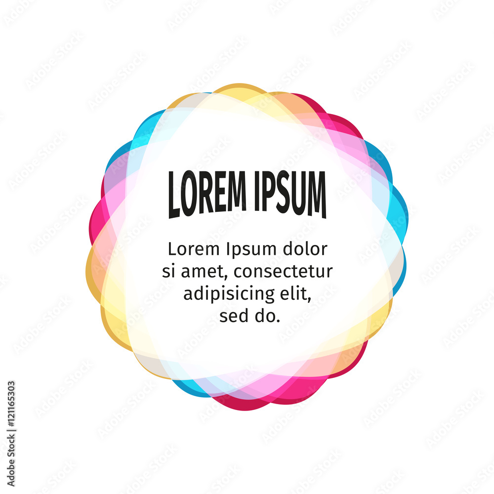 Aufkleber Bright design elements for the abstract colorful background. Color triangular stickers with the text. Web templates. Graphic contemporary design element.Bright children substrate under the text.