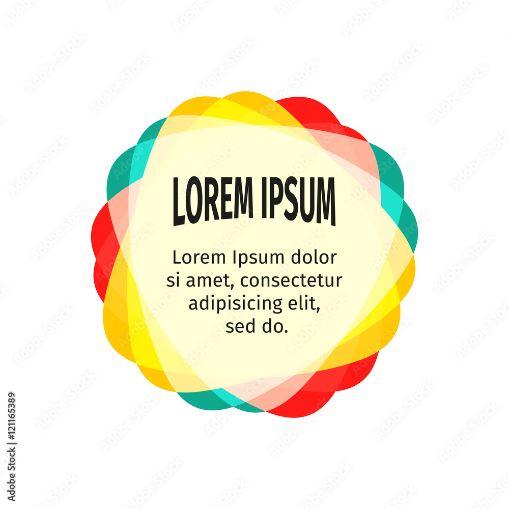 Poster Bright design elements for the abstract colorful background. Color triangular stickers with the text. Web templates. Graphic contemporary design element.Bright children substrate under the text.