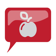 Fototapeta premium Red speech bubble with white Apple icon on white background