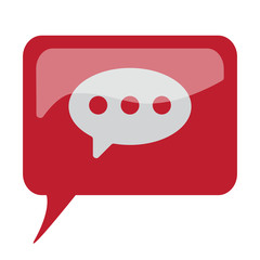 Red speech bubble with white Comment icon on white background