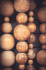 Abstract wooden sphere shapes as background 