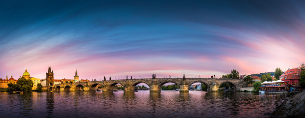 Panorama of Prague in sunset