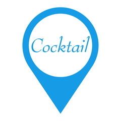 Icono plano localizacion texto Cocktail azul