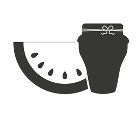 canned fruit in mason jar monochrome silhouette vector illustration design