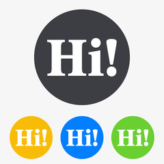 Icono plano texto Hi! en circulo varios colores