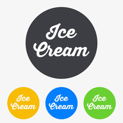 Icono plano texto Ice Cream en circulo varios colores
