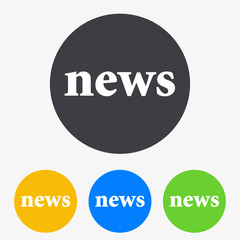 Icono plano texto news en circulo varios colores