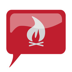 Red speech bubble with white Bonfire icon on white background