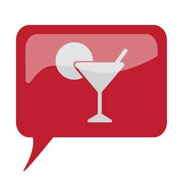 Red speech bubble with white Cocktail icon on white background