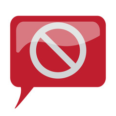 Red speech bubble with white Forbidden icon on white background