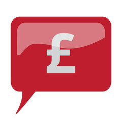Fototapeta premium Red speech bubble with white Pound icon on white background