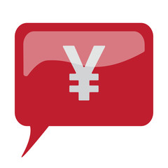 Obraz premium Red speech bubble with white Yen icon on white background