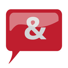 Red speech bubble with white Ampersand  icon on white background