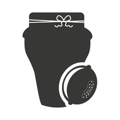 canned fruit in mason jar monochrome silhouette vector illustration design