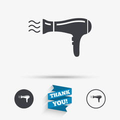 Hairdryer sign icon. Hair drying symbol.