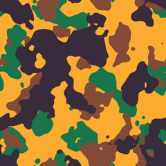 Seamless fashion yellow black brown and green camouflage pattern vector © picksell