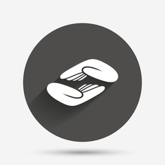 Helping hands sign icon. Charity or endowment.
