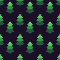 Bright fir tree in an isometric style on a dark background.